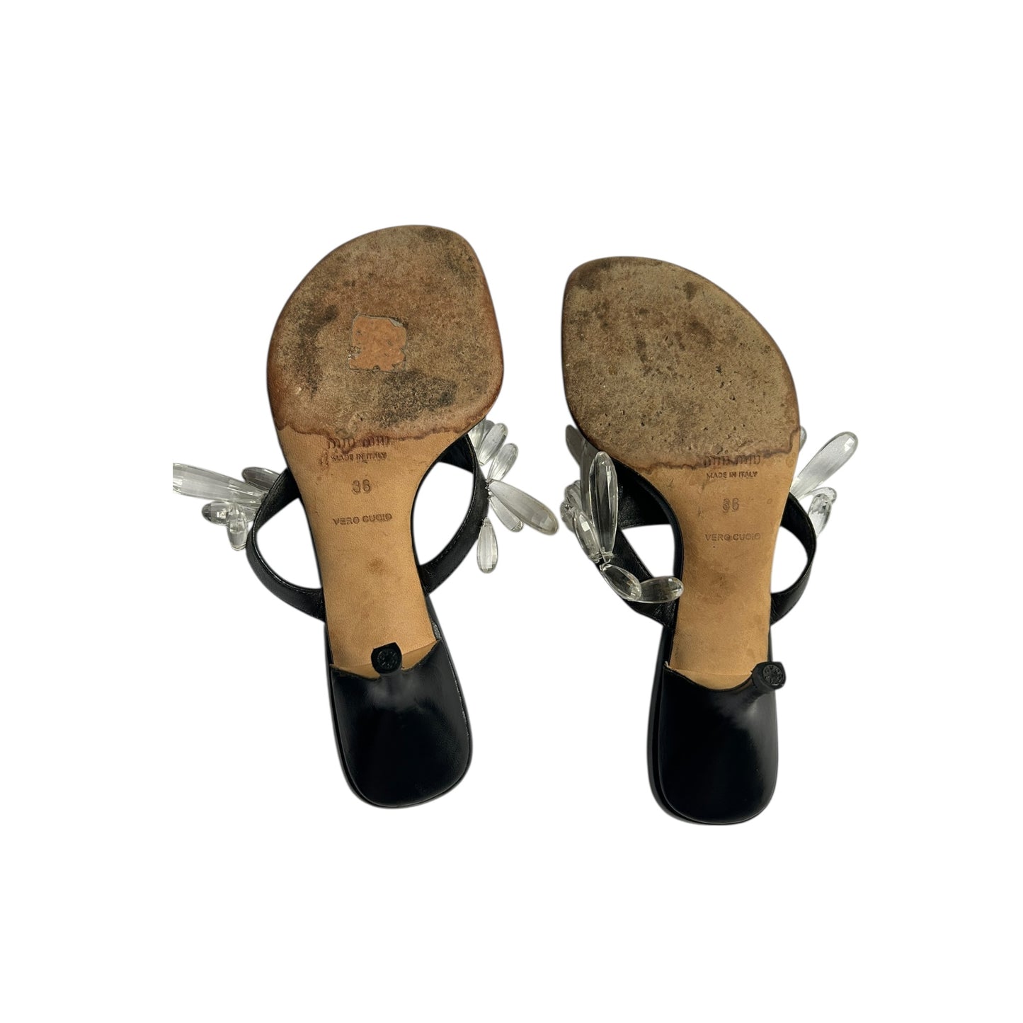 Vintage rare Miu Miu crystal thong sandals / 36