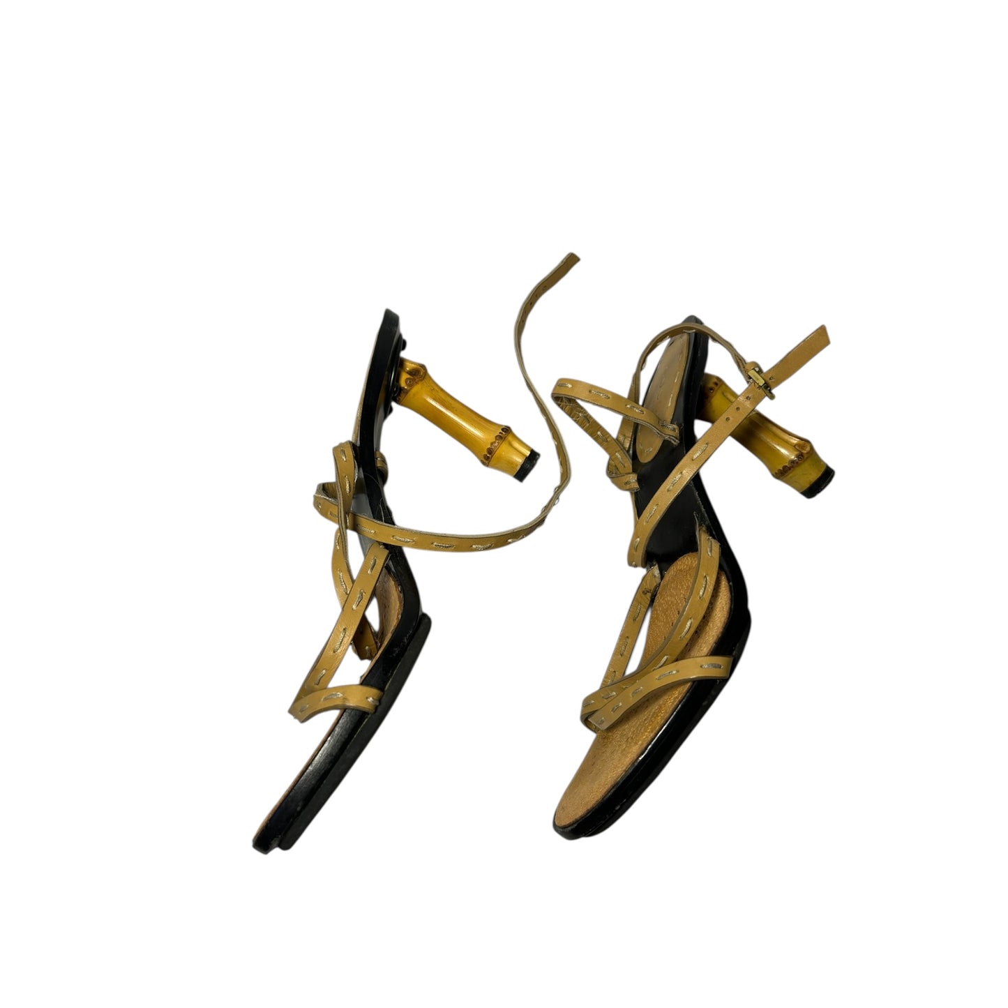 Vintage Gucci by Tom Ford SS 2002 wrap around bamboo heels/ 37