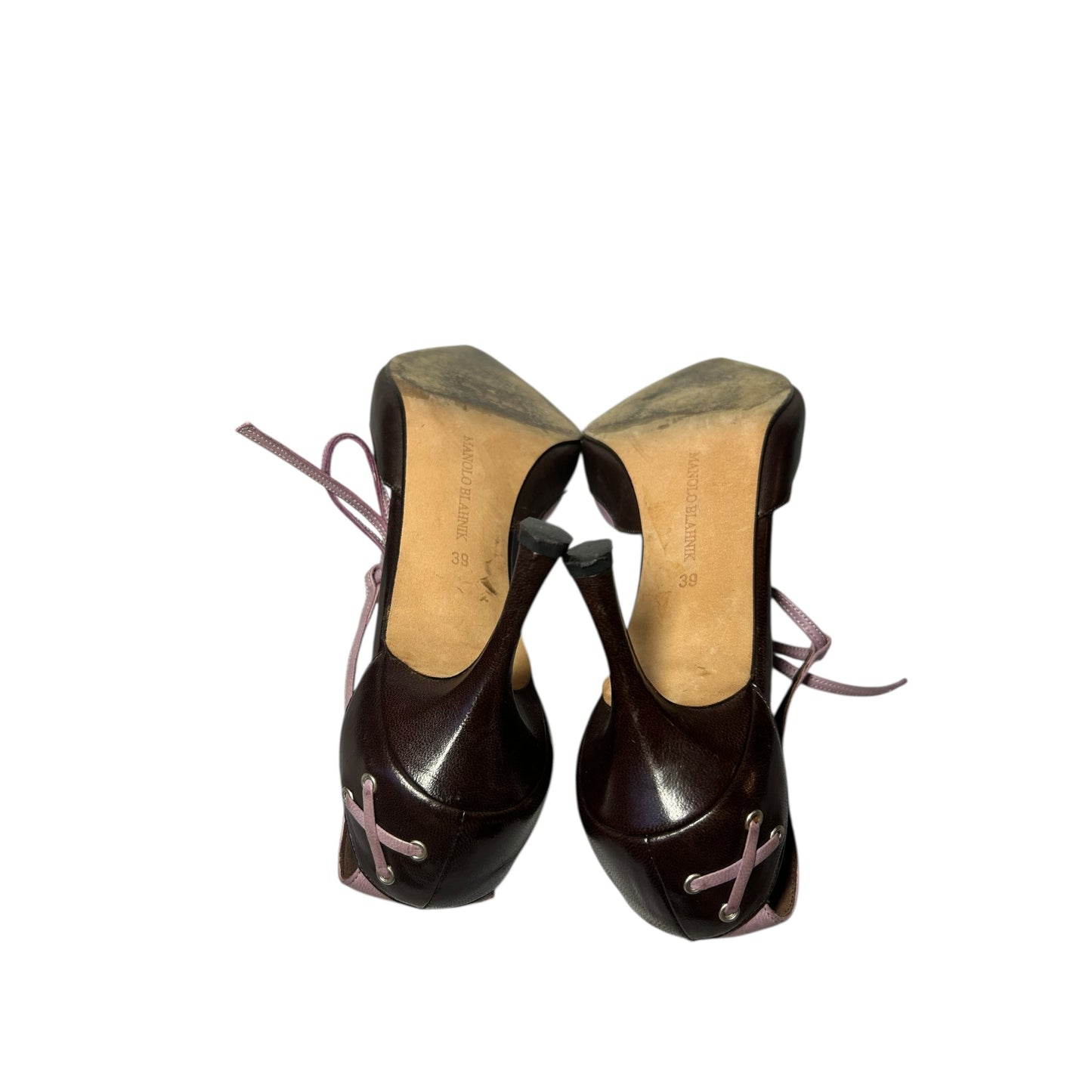 Vintage rare Manolo Blahnik bow tie purple-brown heels / 39