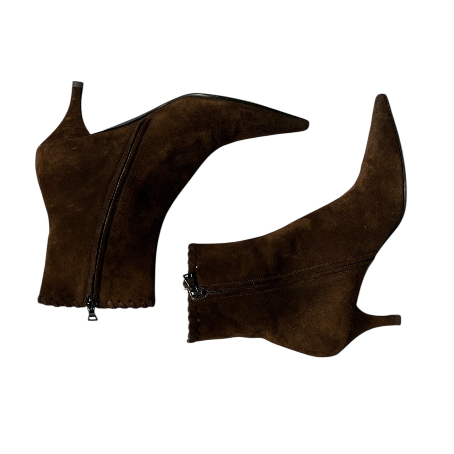 Vintage Prada brown suede bow tie ankle boots / 36