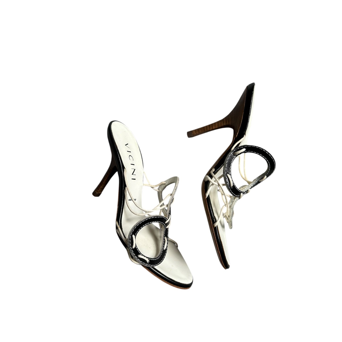 Vintage Vicini geometric design mule heels / 35