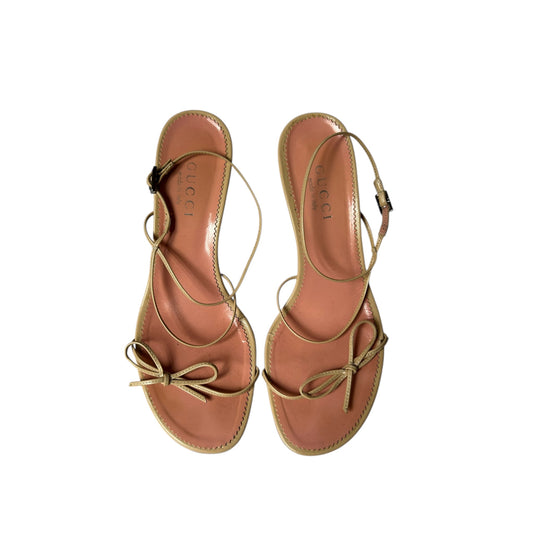 Vintage Gucci by Tom Ford pink & beige bow tie sandal heels / 38-39