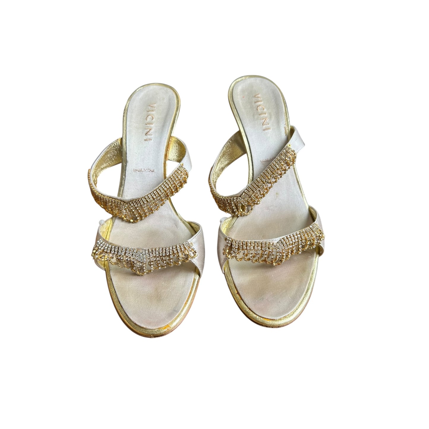 Vintage Vicini by Zanotti satin crystal mule heels / 39.5