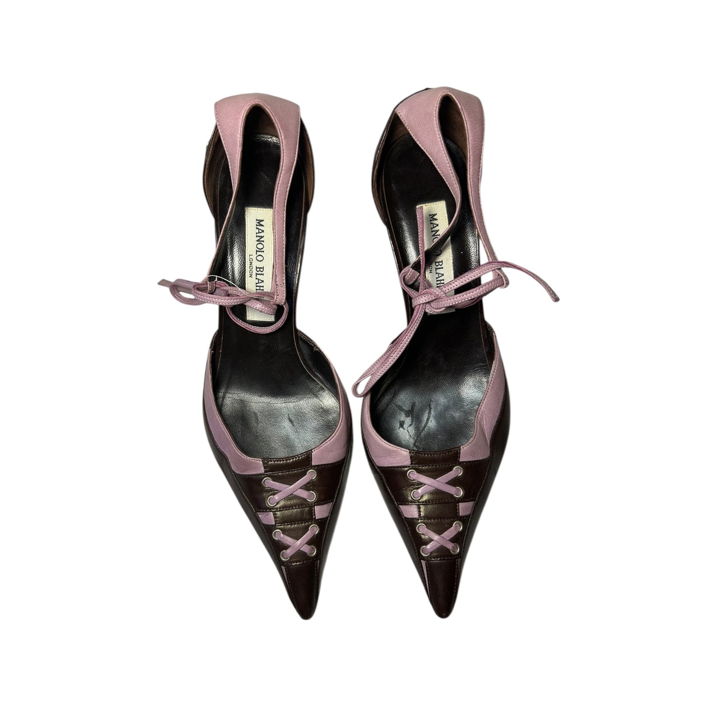 Vintage rare Manolo Blahnik bow tie purple-brown heels / 39