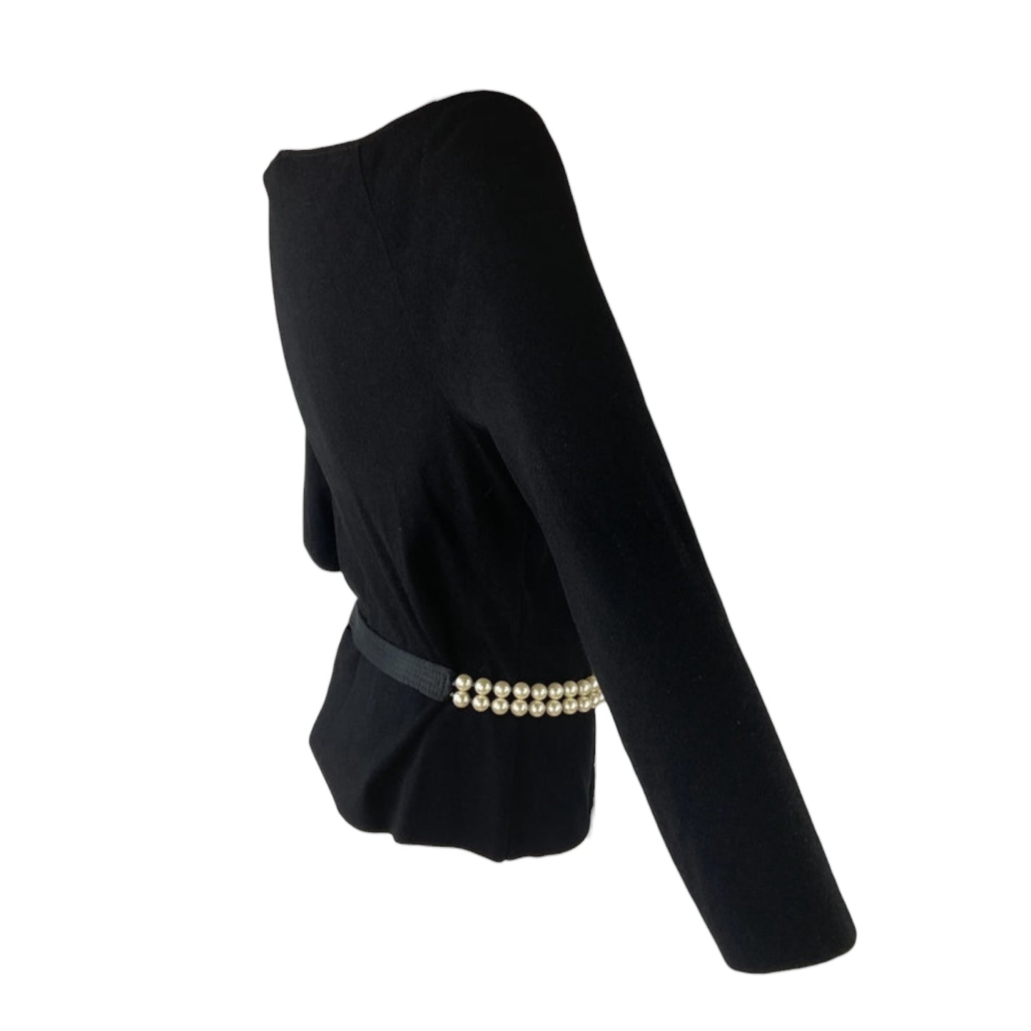 Vintage Valentino SS2005 runway pearl keyhole black top