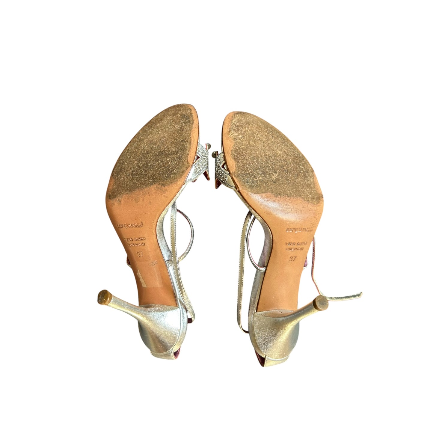 Vintage rare Sergio Rossi metallic silver pearl sandals / 37