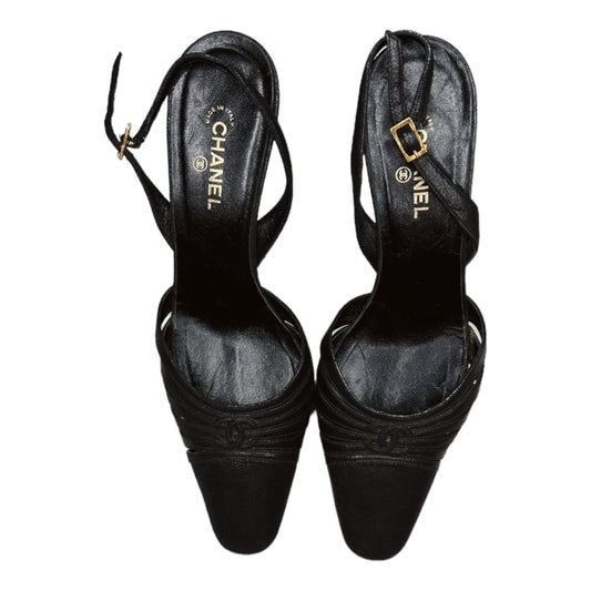 Vintage Chanel CC logo sling back heels by Karl Lagerfeld /36