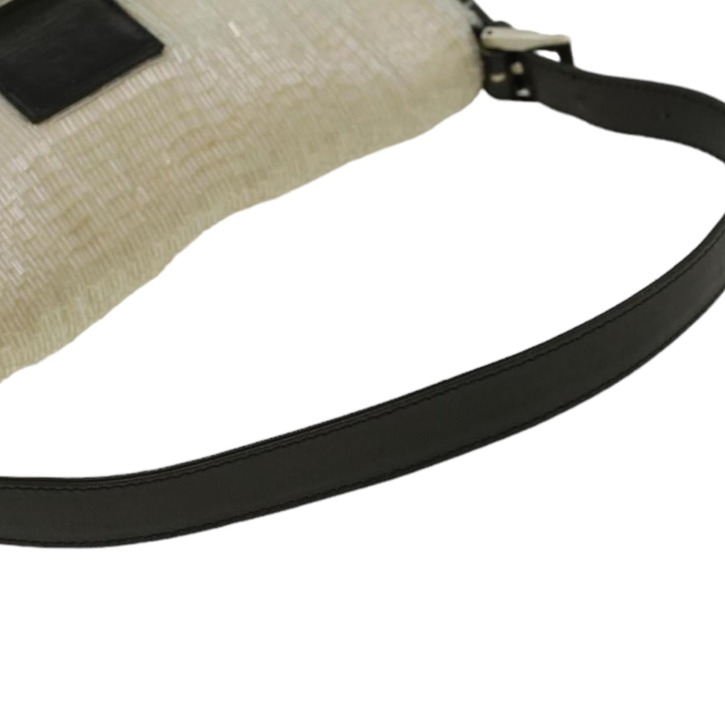 Vintage FENDI Mamma Baguette Shoulder Bag Beads Leather White