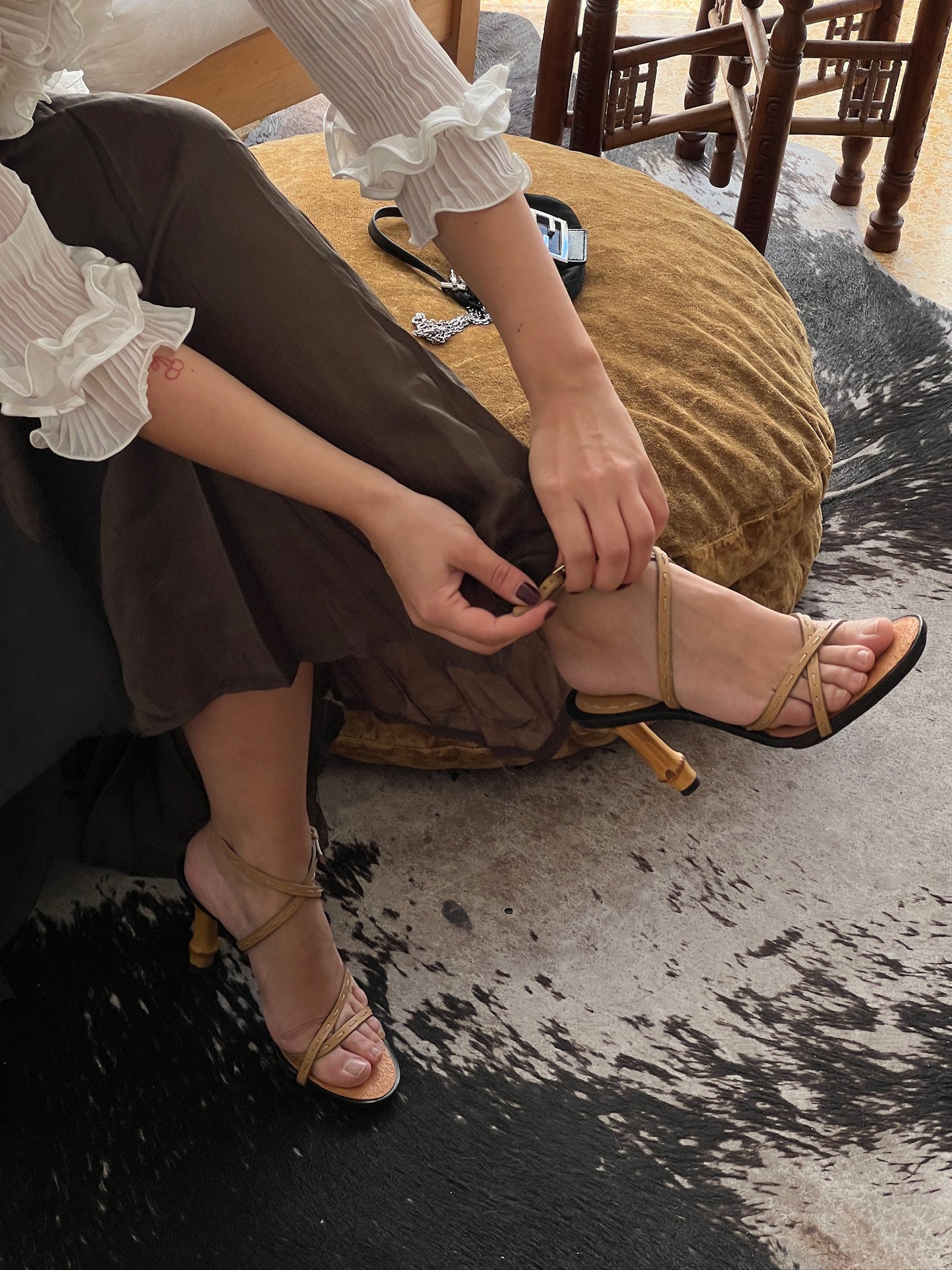 Vintage Gucci by Tom Ford SS 2002 wrap around bamboo heels/ 37