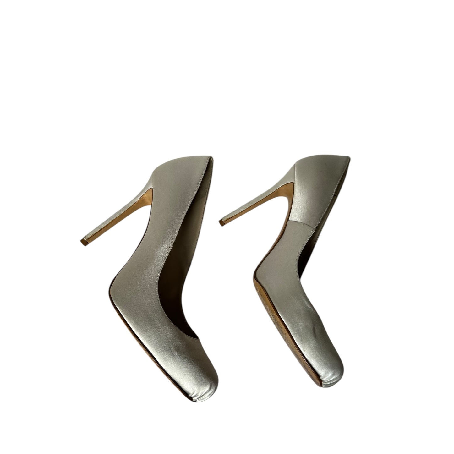 Vintage Chanel by Karl Lagerfeld ballet satin metallic heels / 40