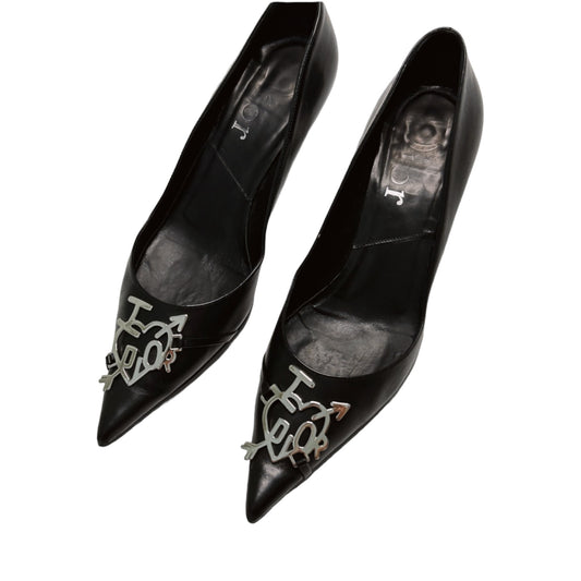 Vintage “I love Dior” by John Galliano 2004 black leather heels/37.5