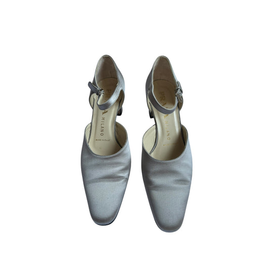 Vintage Prada silver satin Mary Jane’s / 38