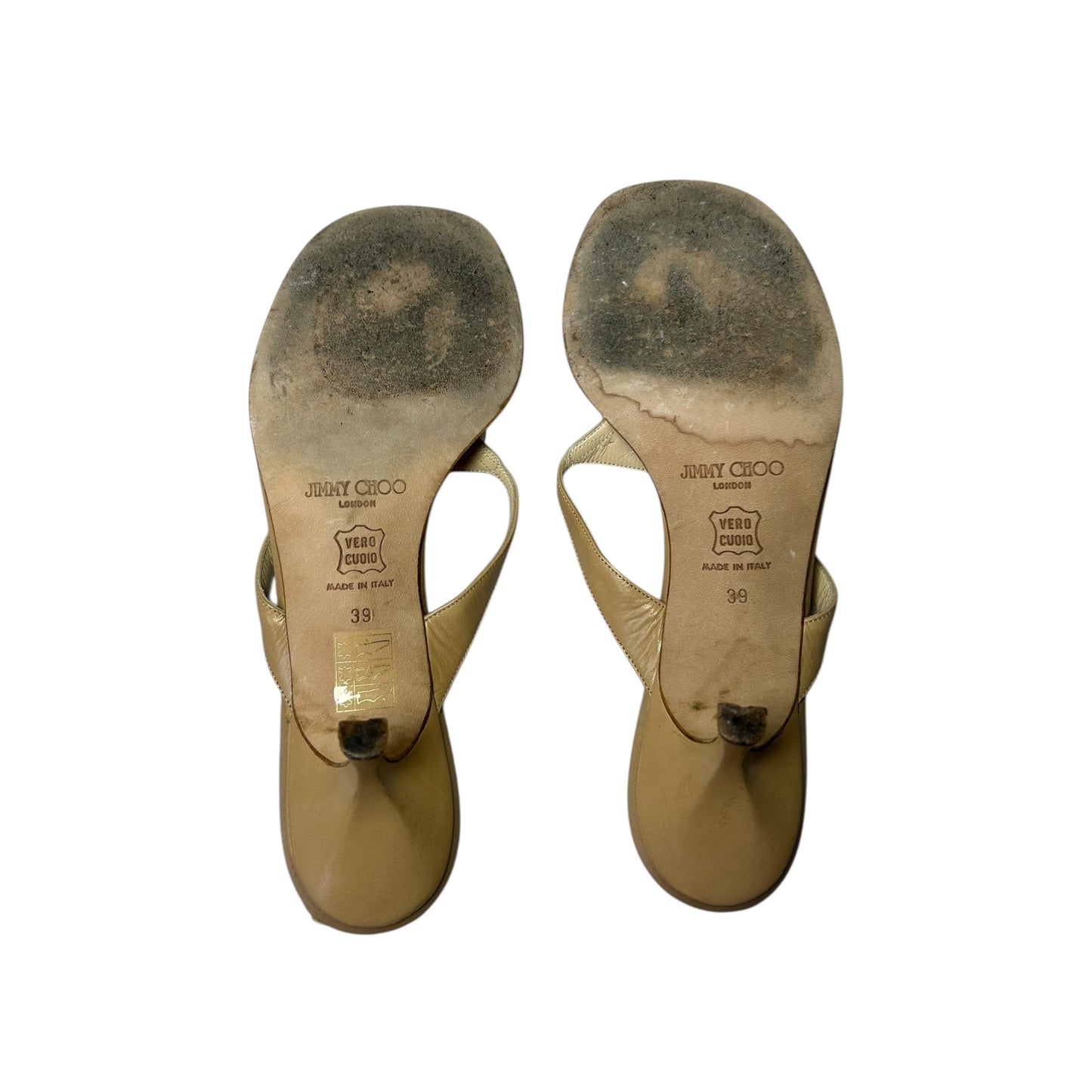 Vintage super rare Jimmy Choo shell thong heels / 39