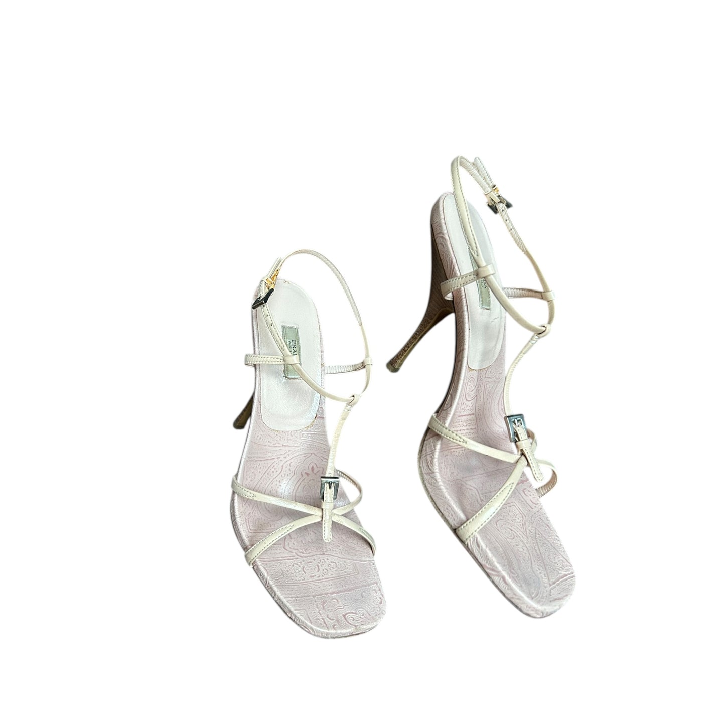 Vintage Prada nude strap sandal wooden heels / 38