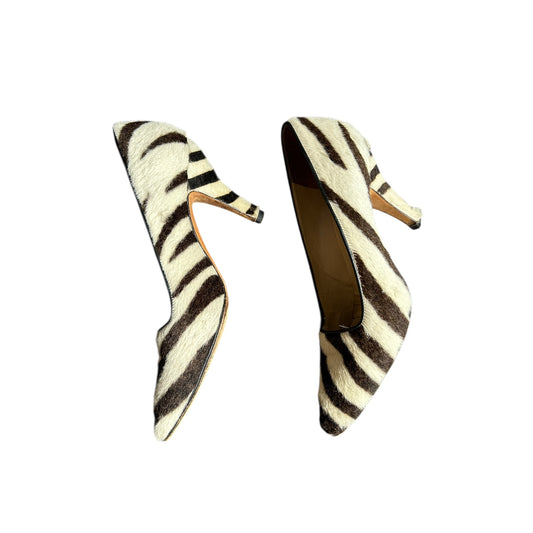 Vintage rare Manolo Blahnik zebra pony hair style heels / 38.5