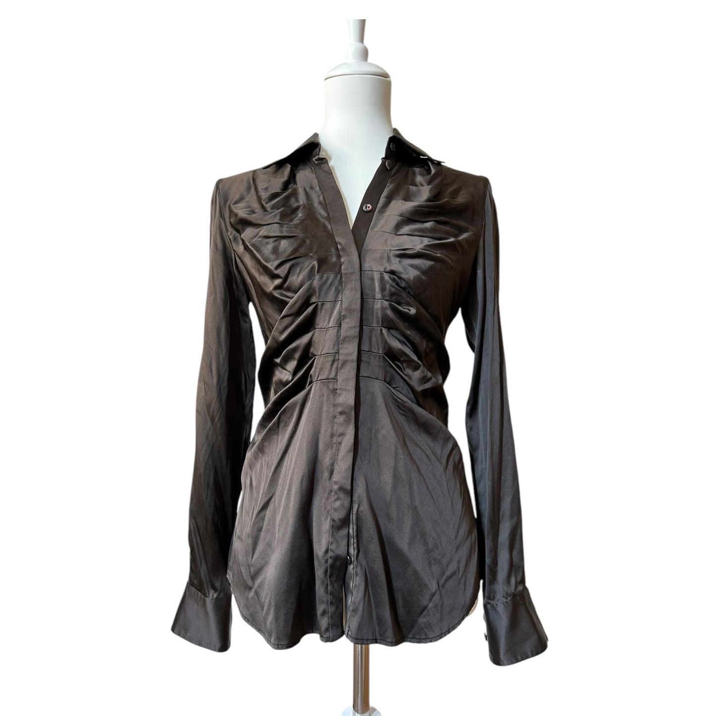 Vintage Armani silk blend brown shirt / M