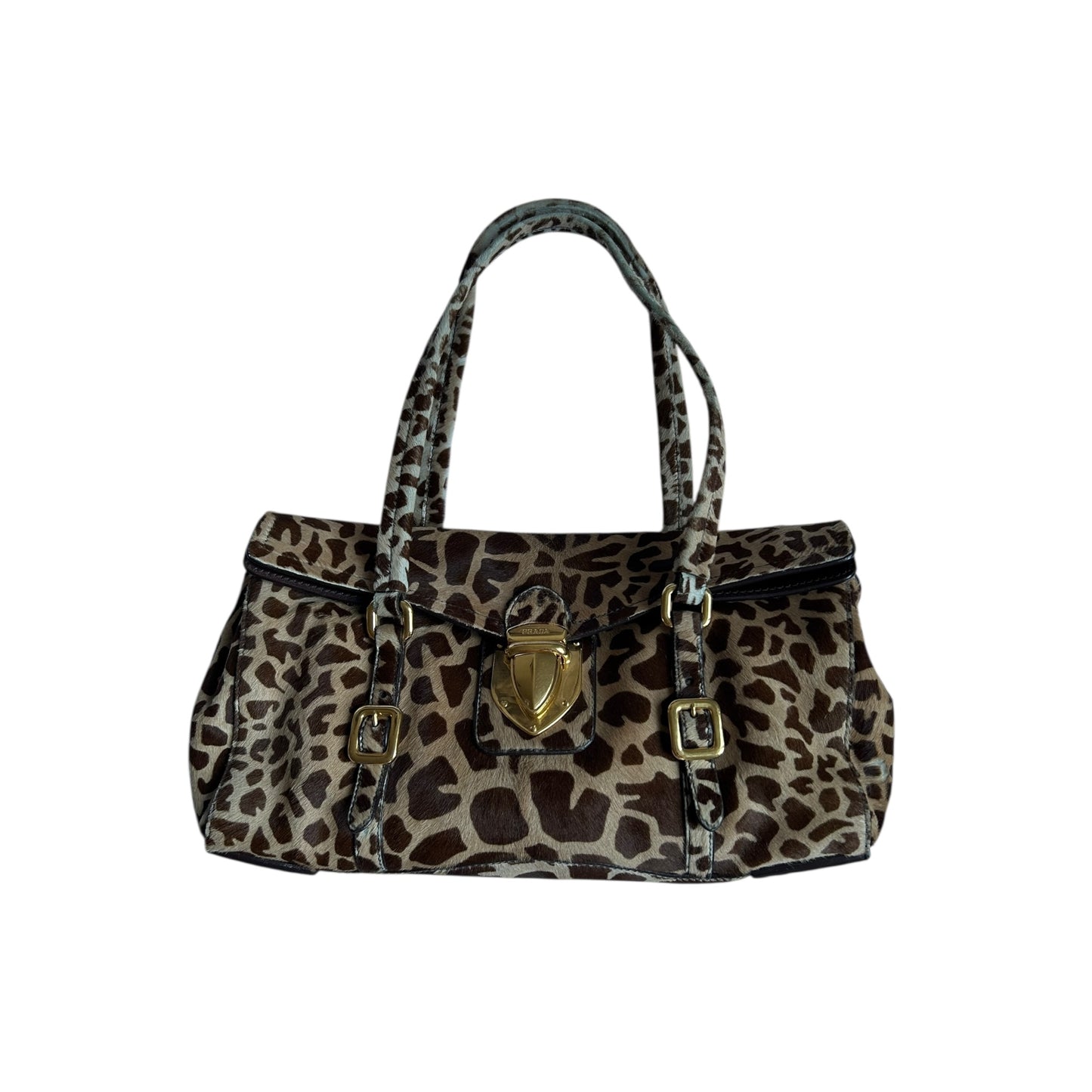 Vintage rare Prada animal print pony hair Giraffe-Print Cavallino Shoulder Bag