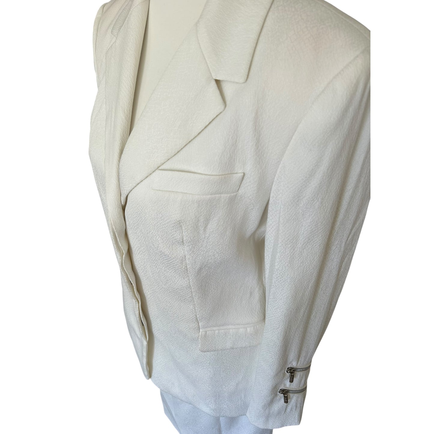 Vintage Versace white mini skirt suit double zipper