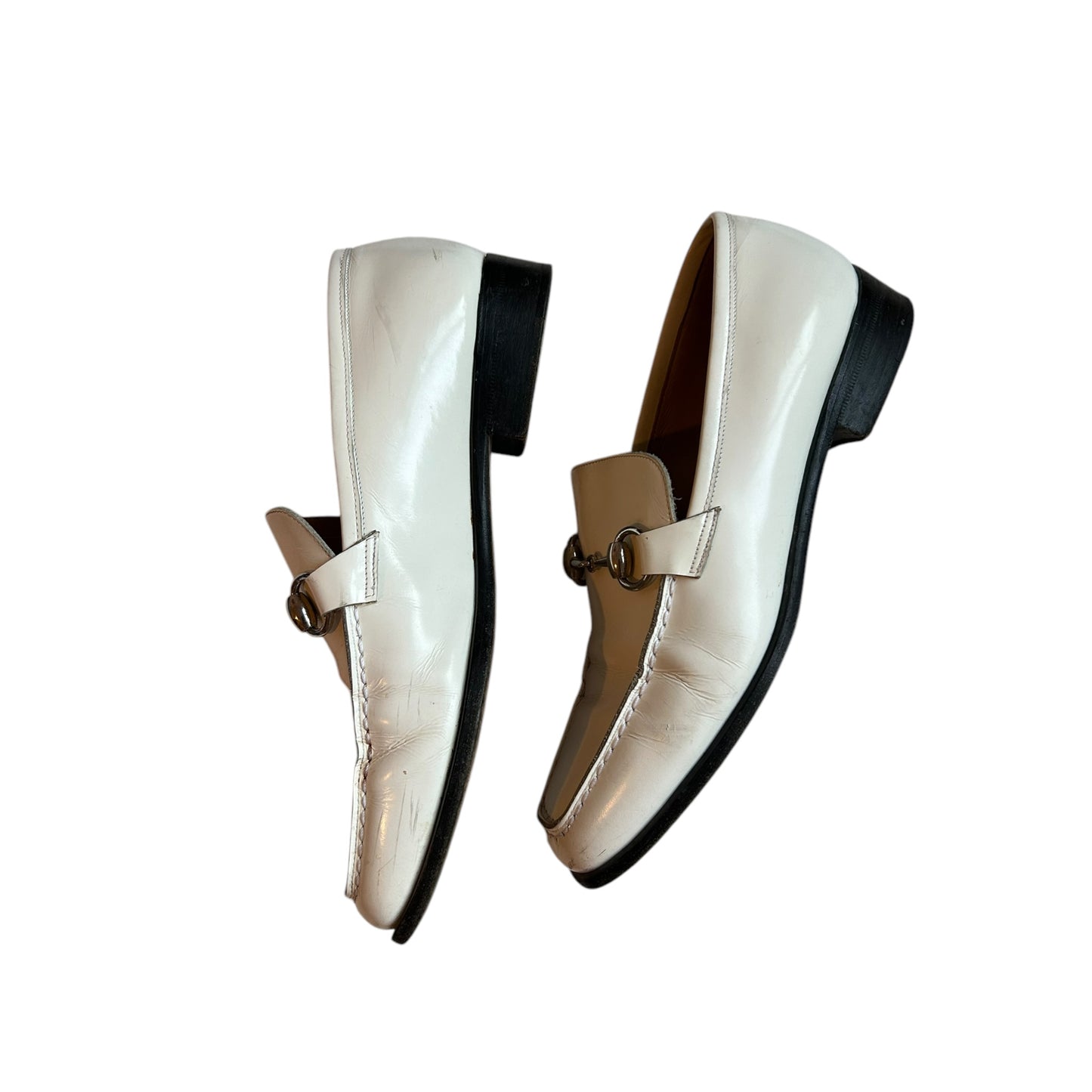 Vintage Gucci by Tom Ford white horse-bit leather loafers / 37