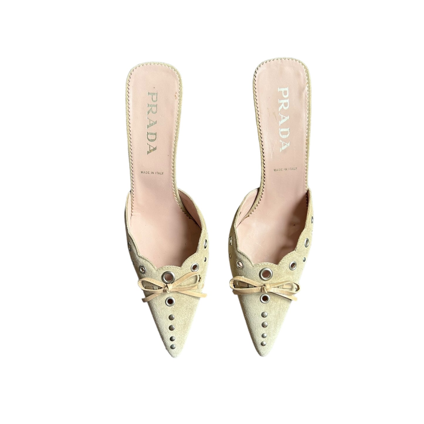 Vintage Prada suede beige mules