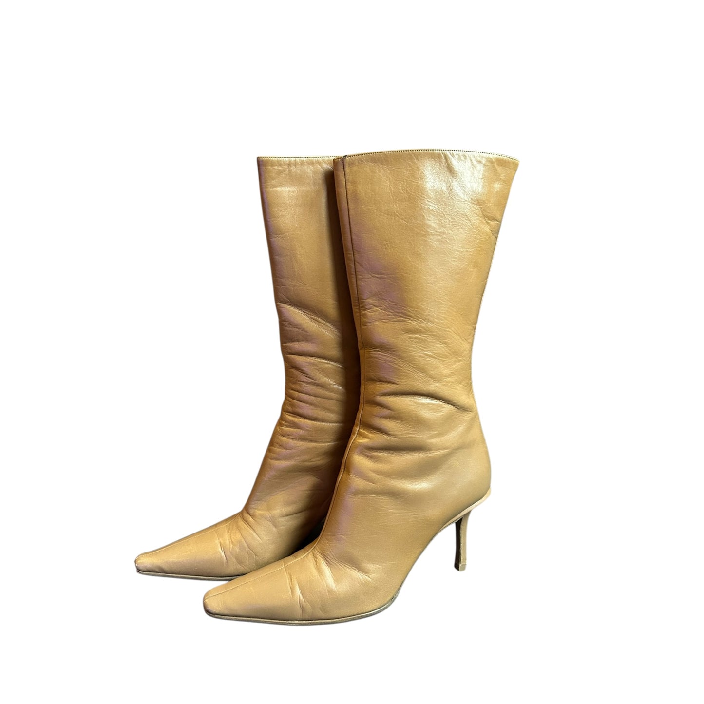 Vintage Jimmy Choo knee high tan kid boots / 37.5