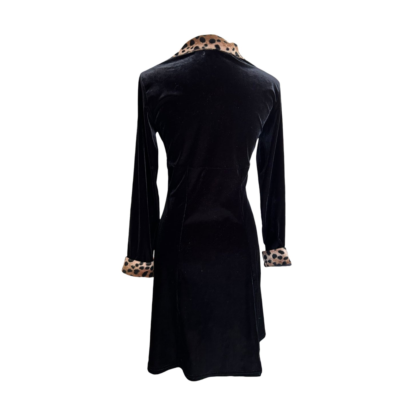 Vintage Versace velour leo print midi black dress