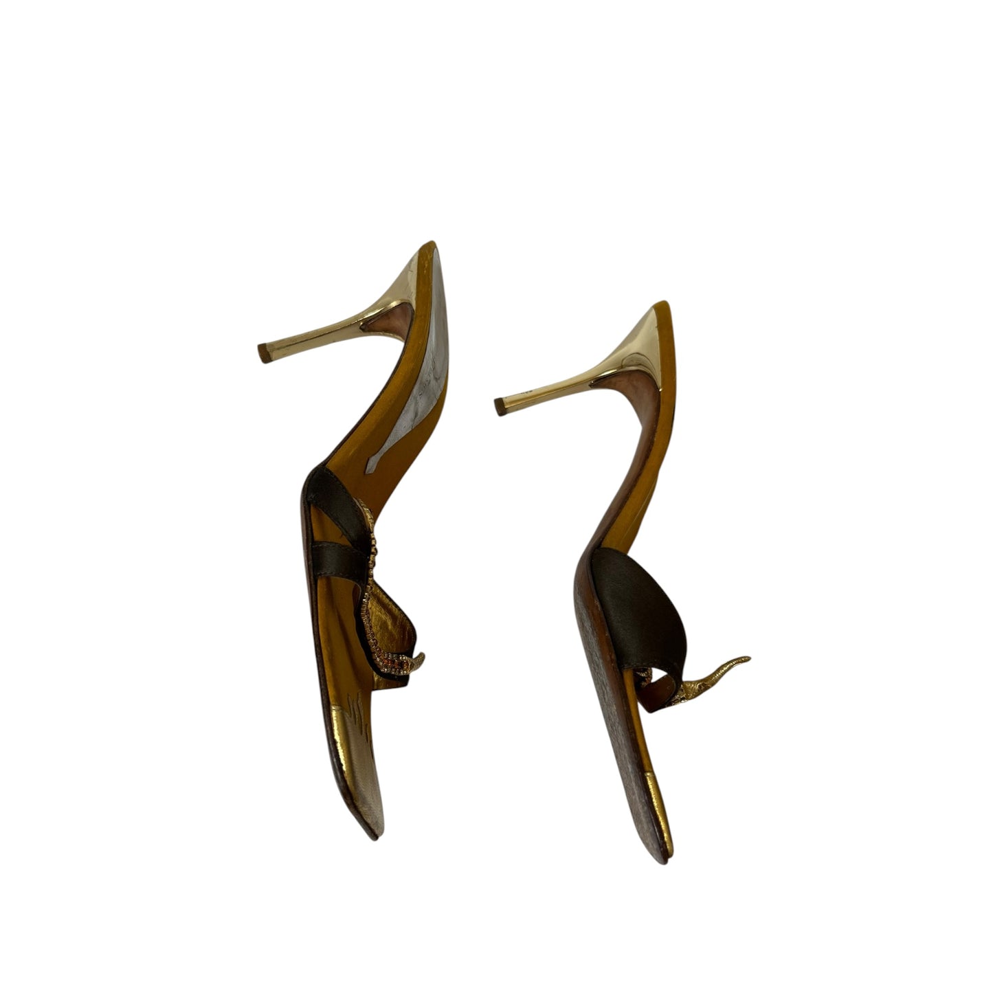 Vintage Giuseppe Zanotti rare snake gold mule heels / 40