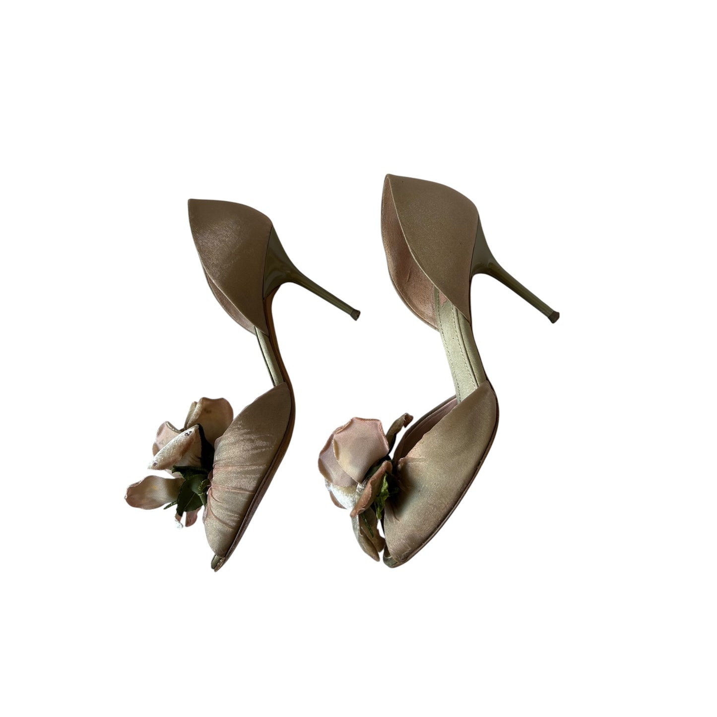 Vintage Rene Caovilla floral satin D’Orsay heels / 39