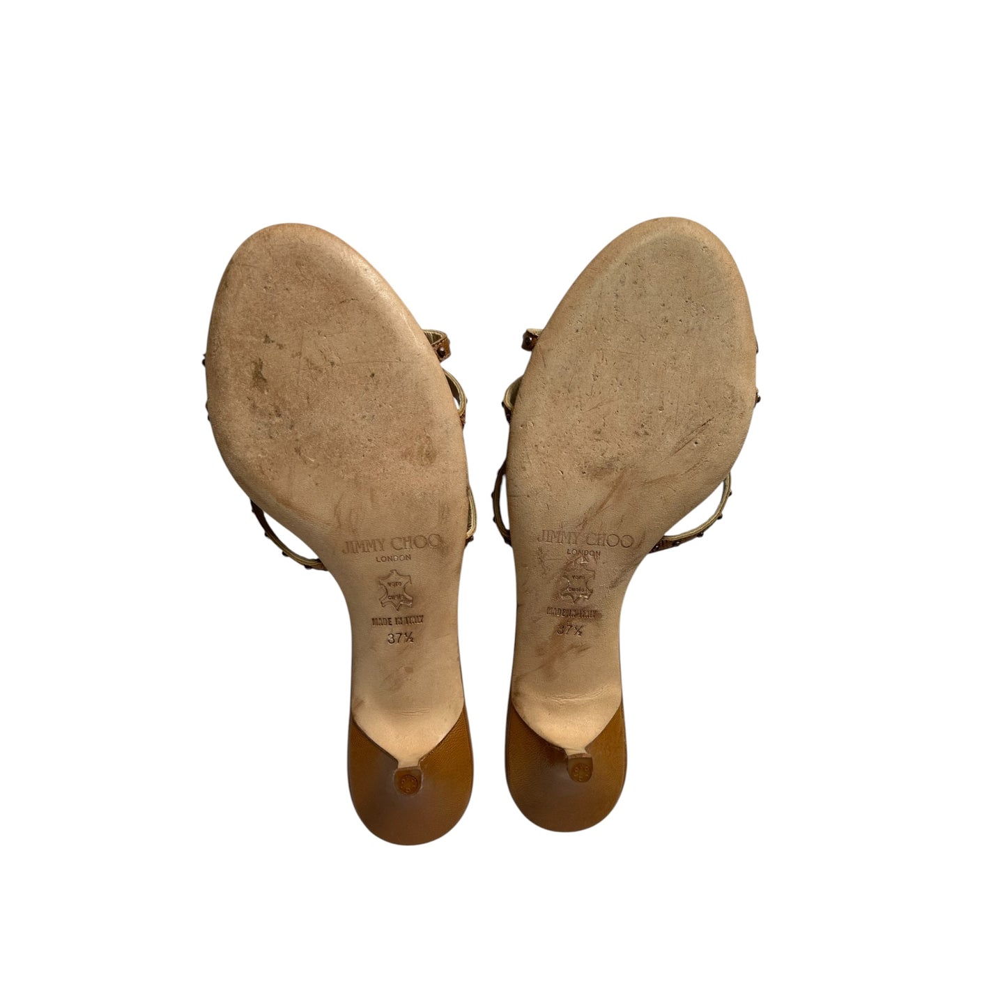 Vintage Jimmy Choo studded brown mule heels / 37.5