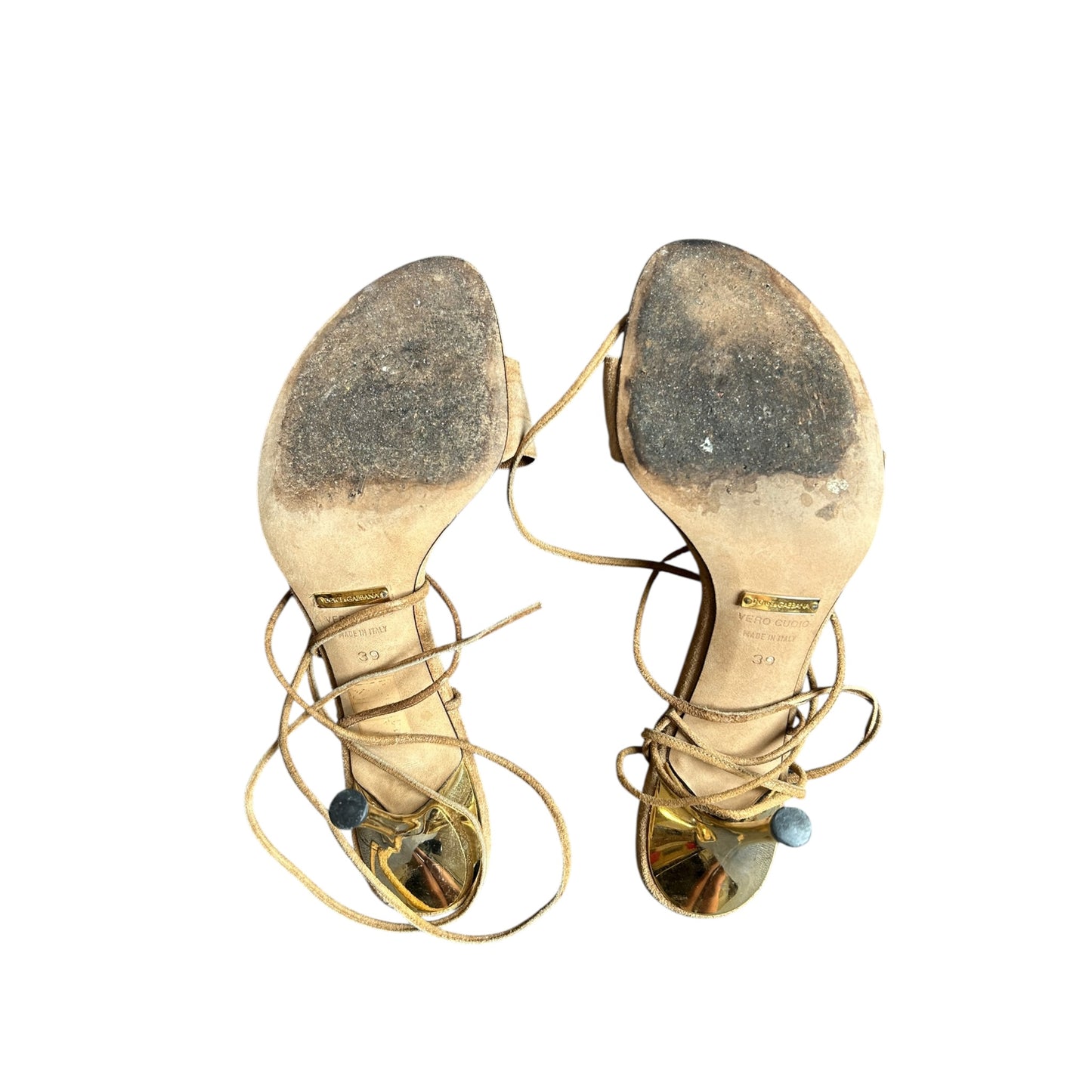 Vintage Dolce&Gabbana wrap around suede brown heels / 39
