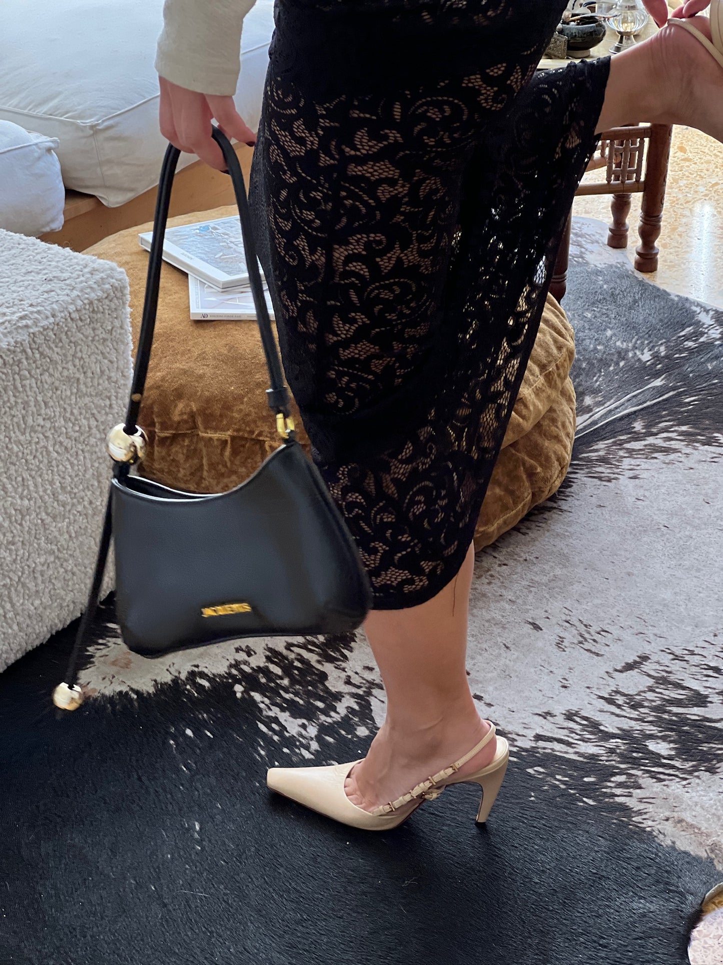 Vintage Prada chain beige minimal sling back heels / 38