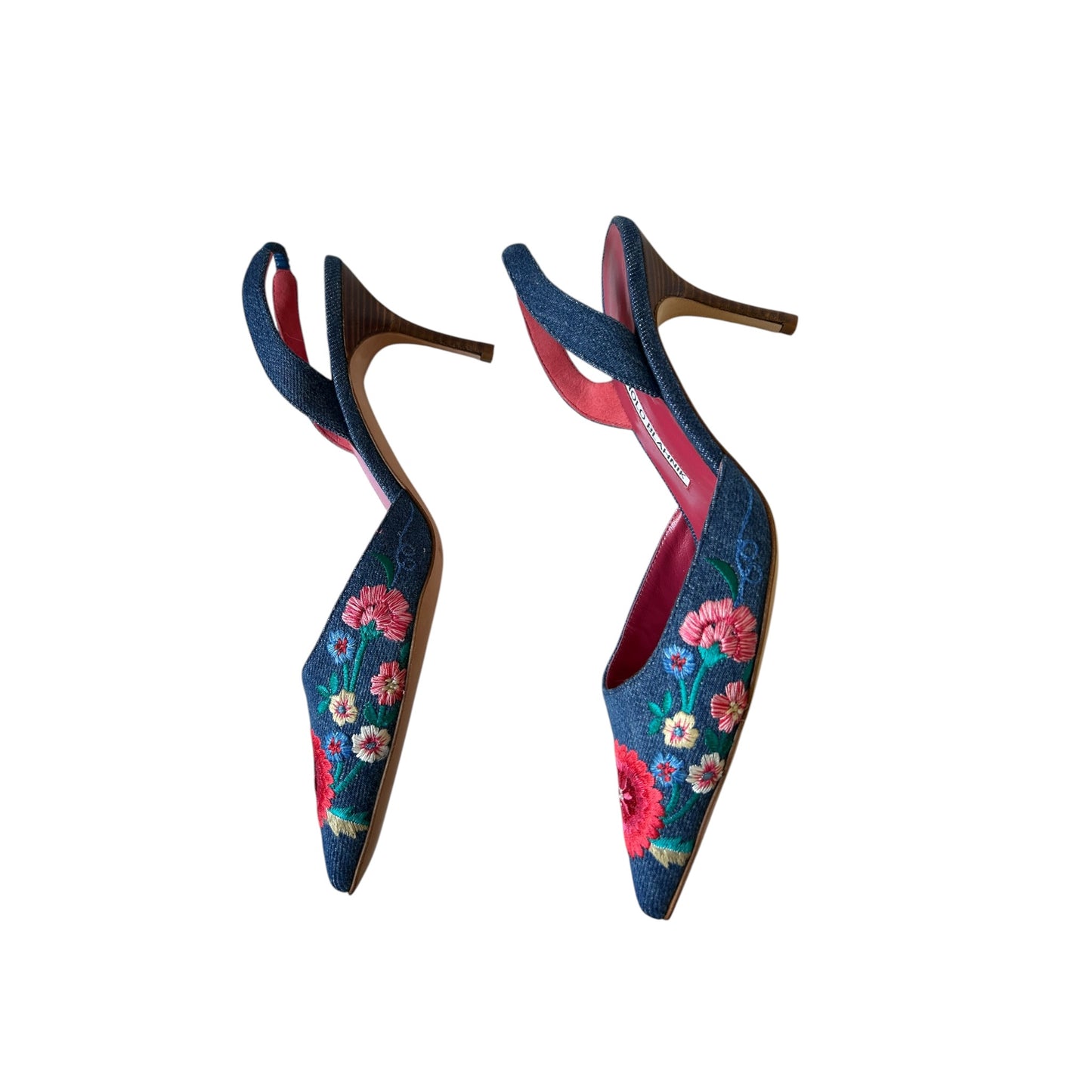 Vintage Manolo Blahnik floral canvas slingback heels NWT / 36.5