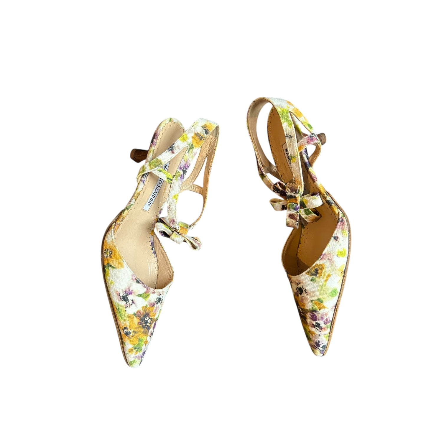 Vintage rare Manolo Blahnik floral canvas heels / 41