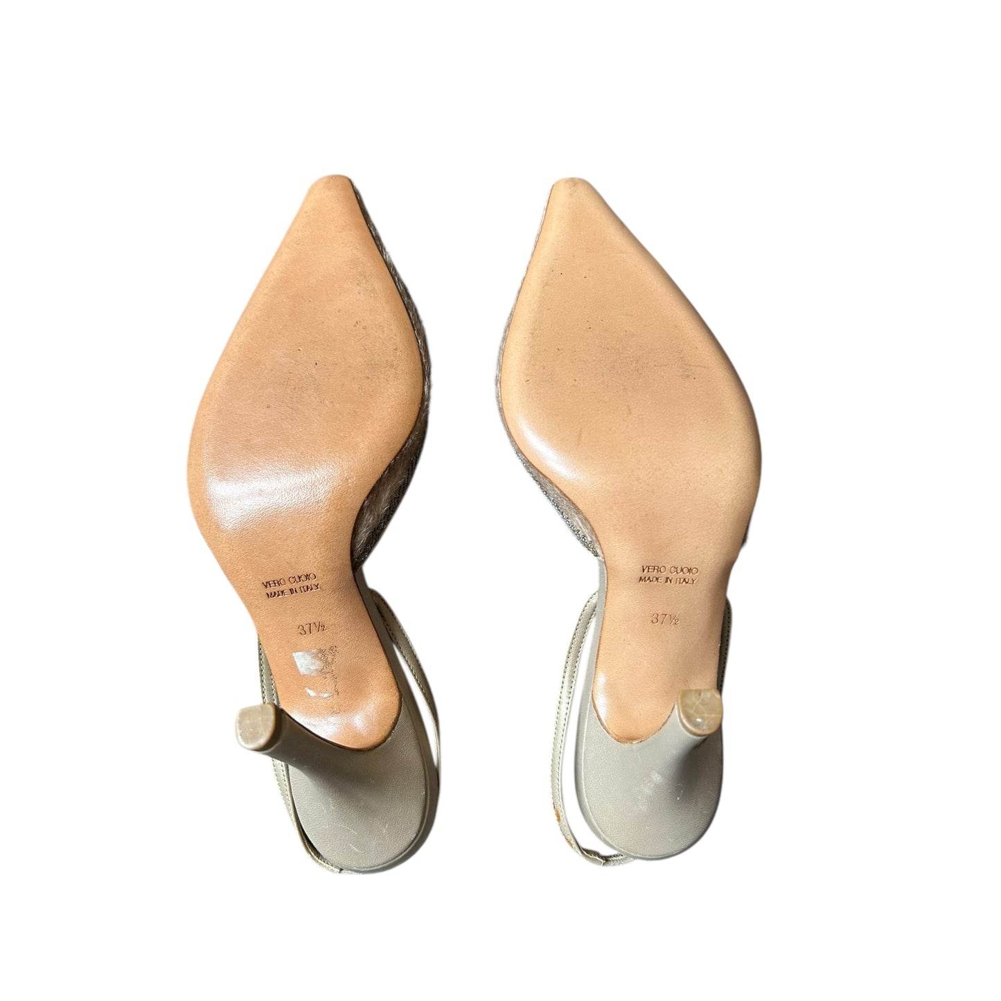 Vintage Rene Caovilla pony hair crystal embroidery rare slingback heels / 37.5