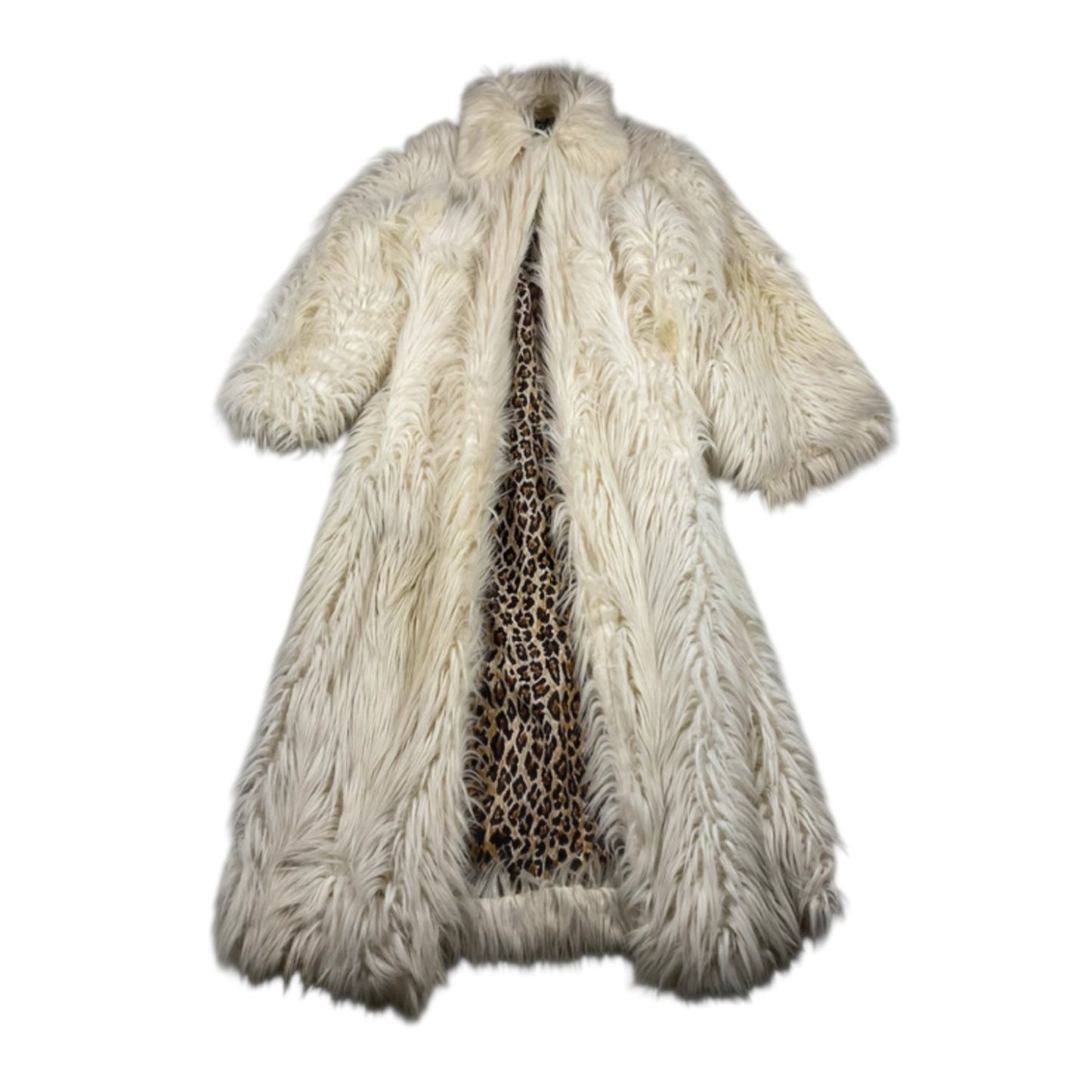 Vintage 90s Dolce&Gabbana afghan white maxi coat