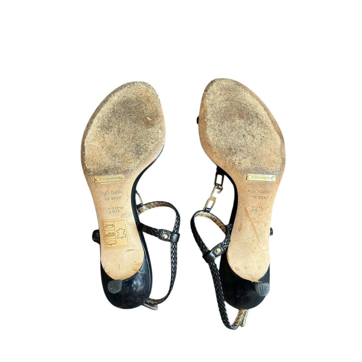 Vintage Dolce&Gabbana gold logo chain sandals/ 36.5