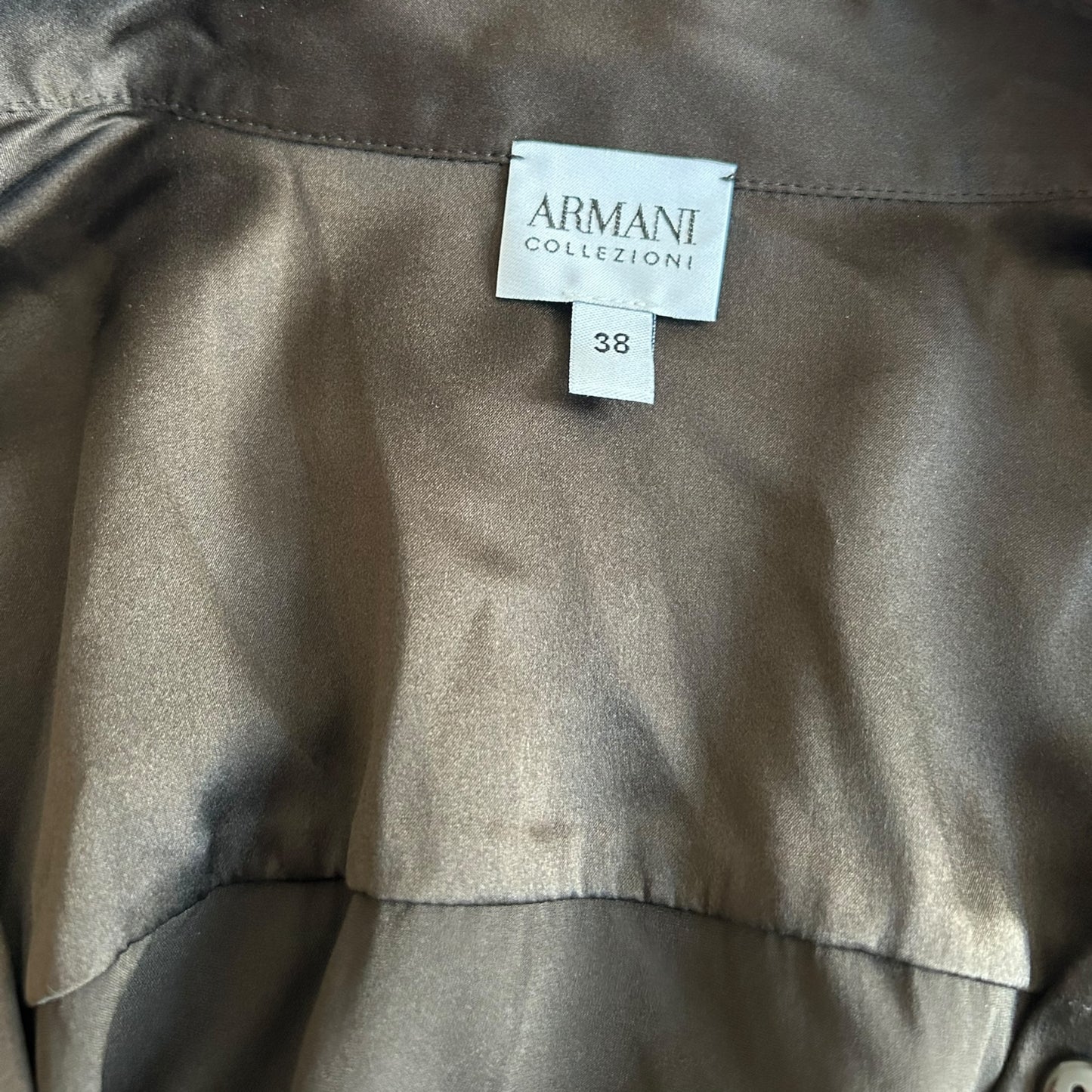 Vintage Armani silk blend brown shirt / M