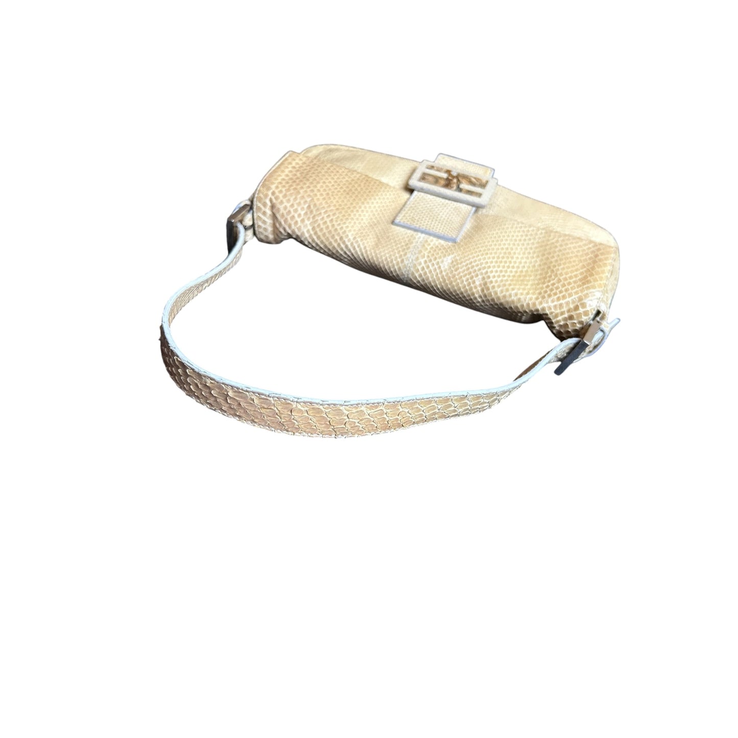 Vintage Fendi Baguette Bag Beige Python Snakeskin Leather Shoulder Handbag Rare