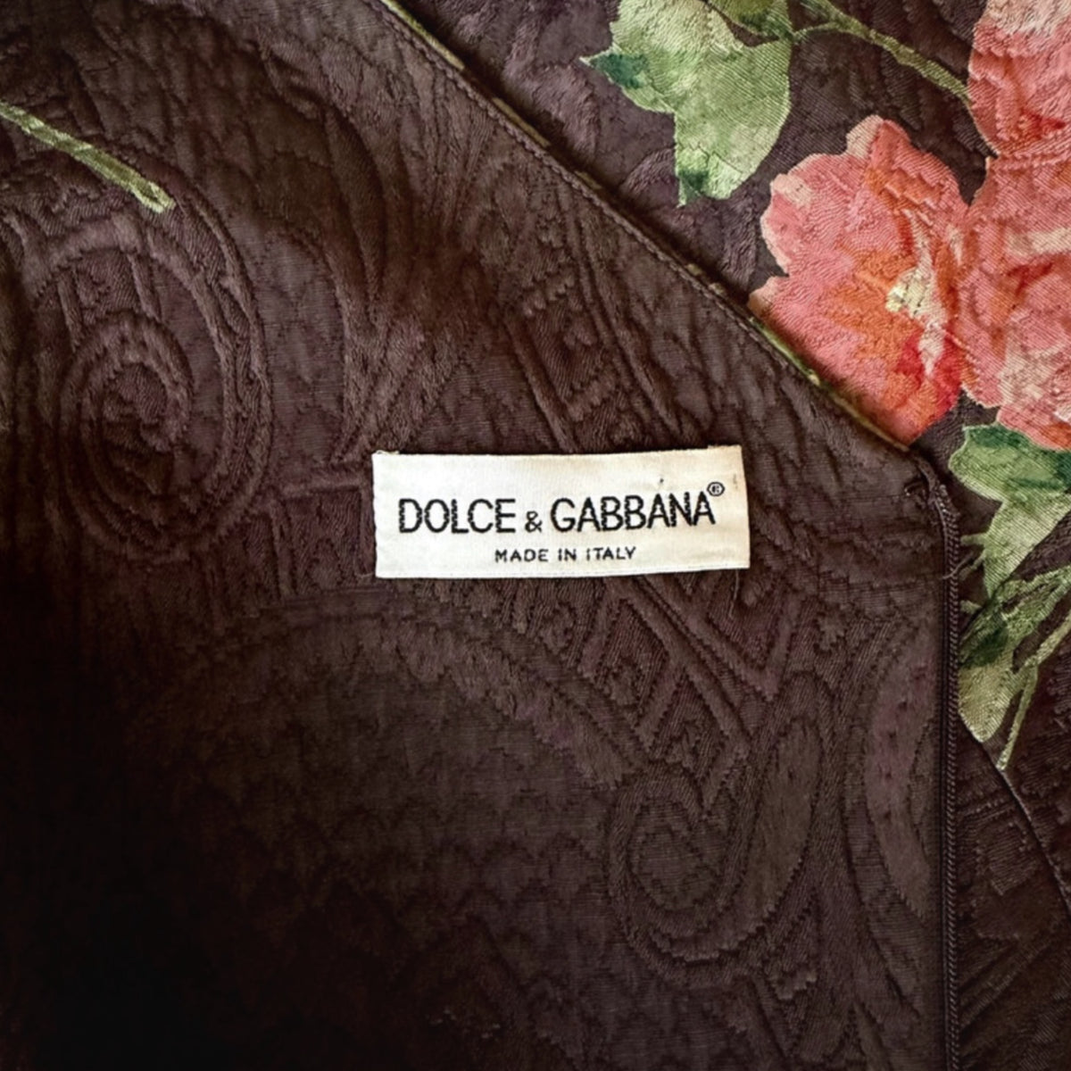 Vintage Dolce&Gabbana worn by Kate Moss runway floral brocade dress AW96