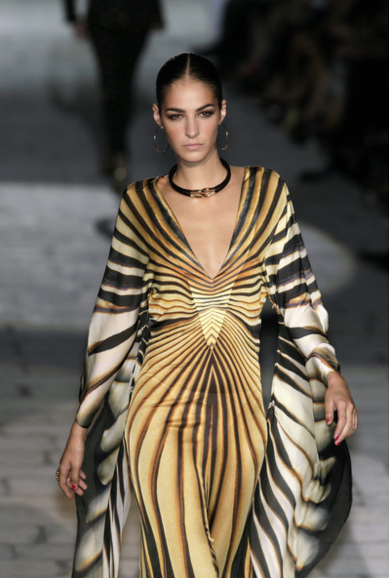 Vintage 2007 S/S ROBERTO CAVALLI SILK
BUTTERFLY GOWN LOOK #44