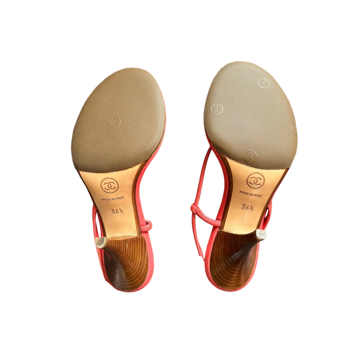 Vintage rare Chanel ladybug red sling back heels / 36.5