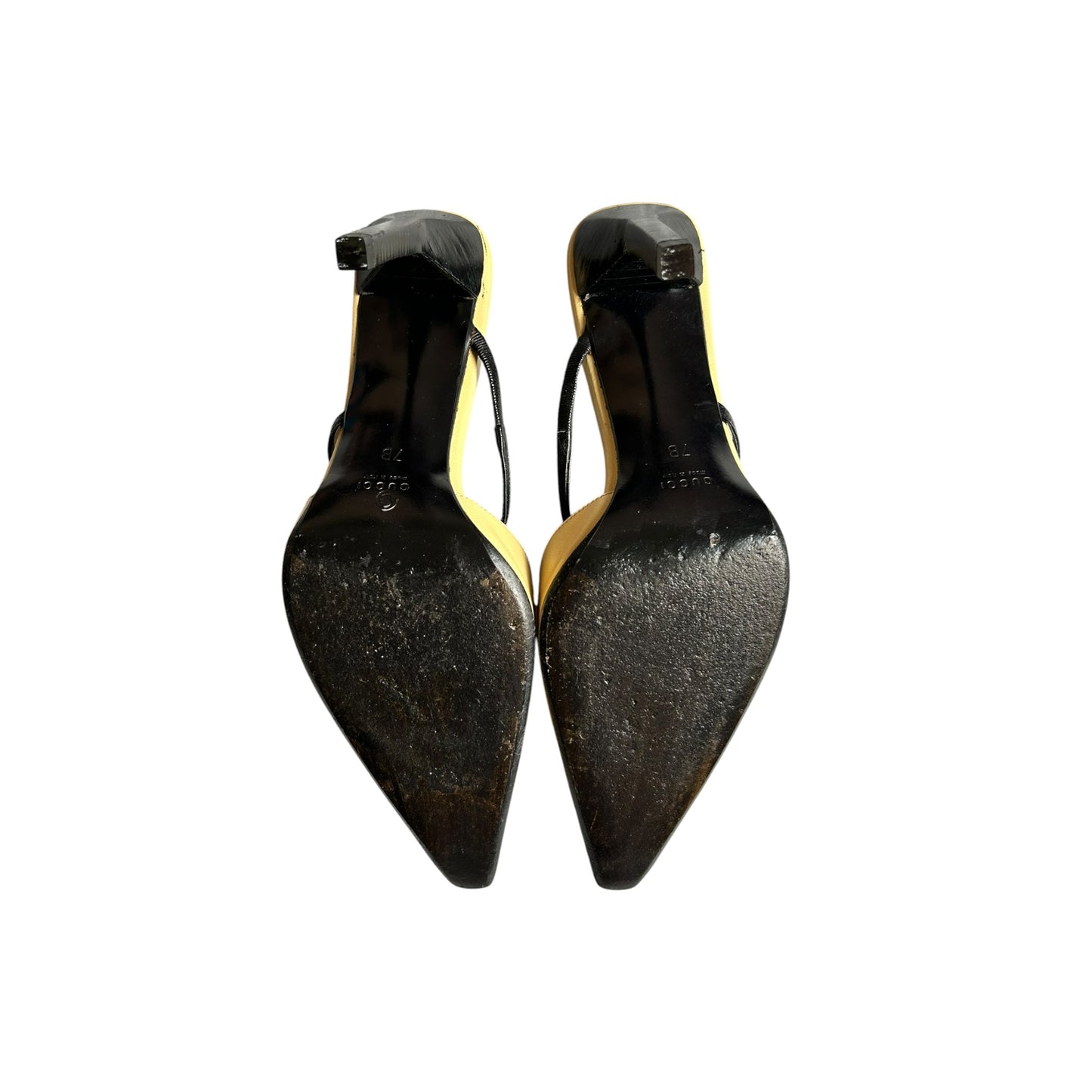 Vintage Gucci beige black mule heels / 37