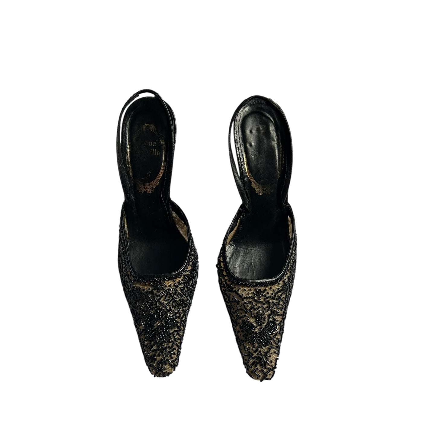 Vintage Rene Caovilla sequenced sling back heels / 38.5
