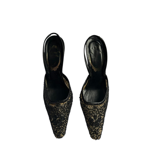 Vintage Rene Caovilla sequenced sling back heels / 38.5