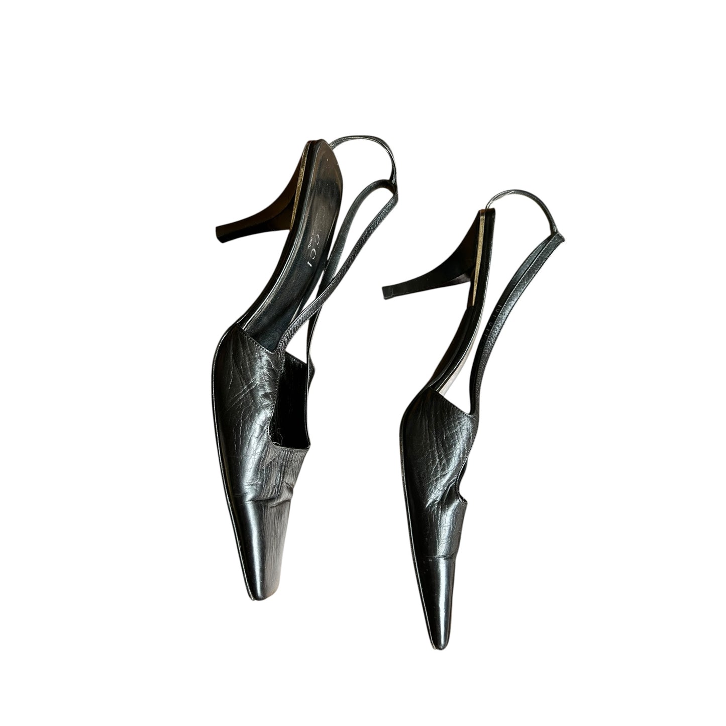 Vintage Gucci black runway 98 crystal G logo heels / 40
