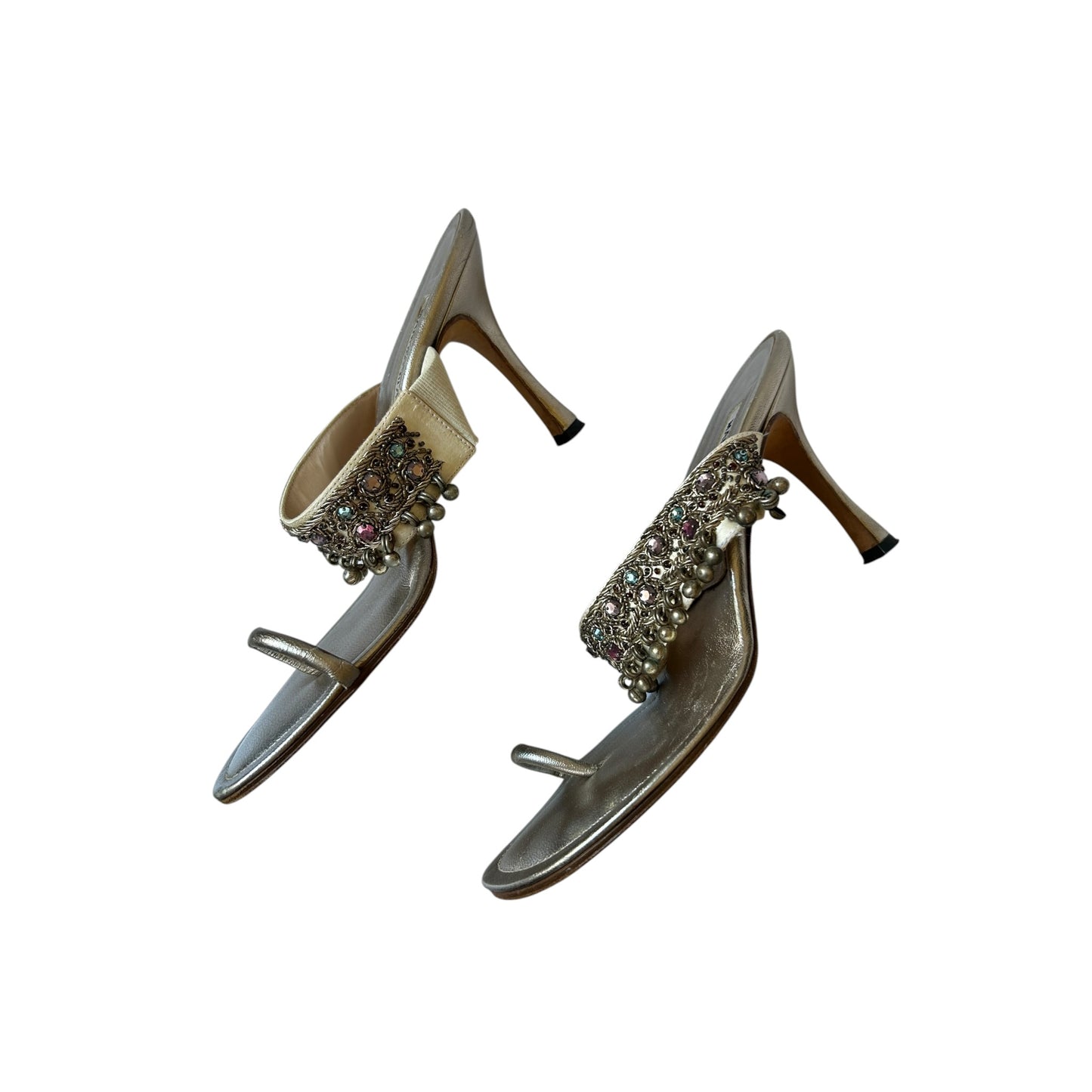 Vintage Manolo Blahnik metallic embellished sandal / 37