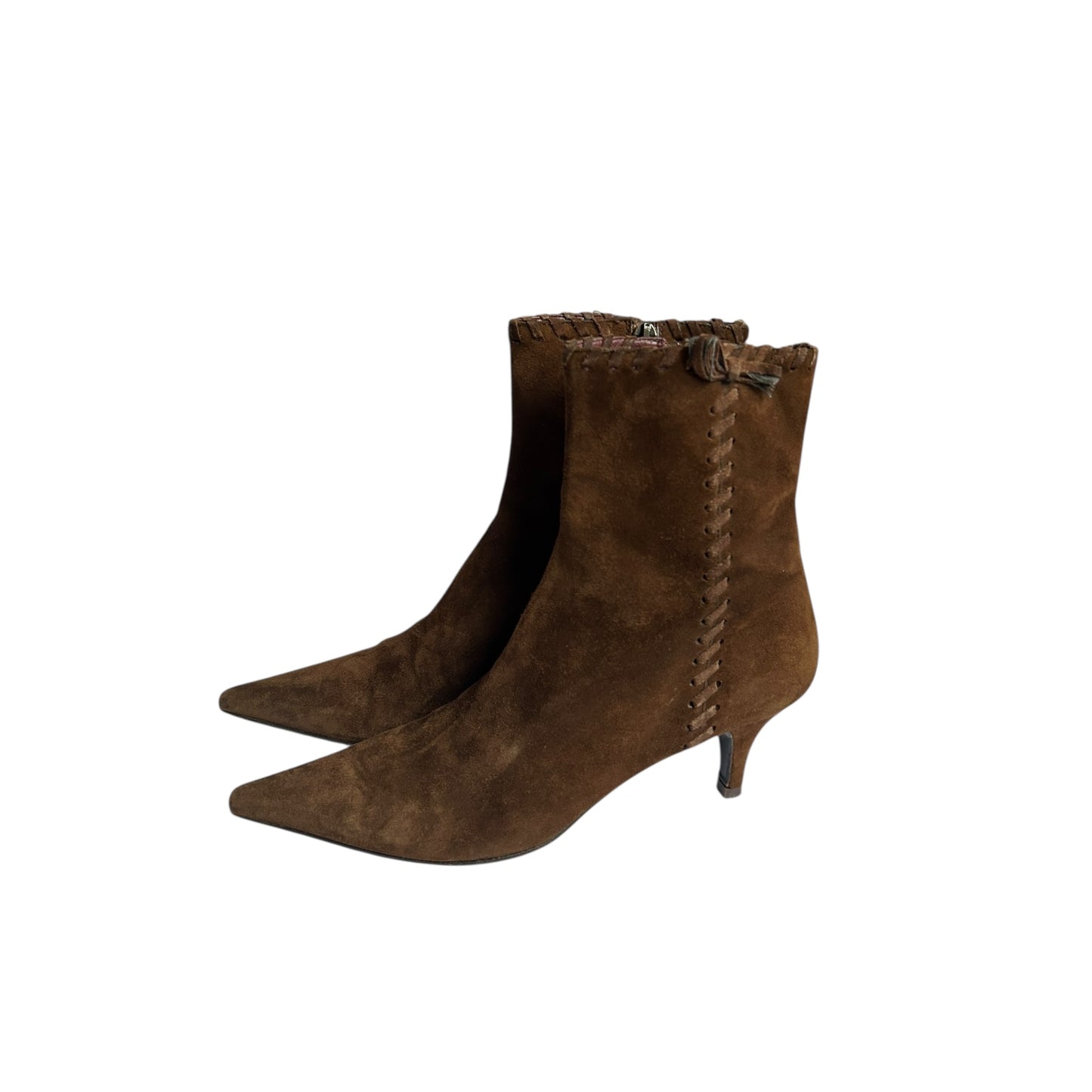 Vintage Prada brown suede bow tie ankle boots / 36