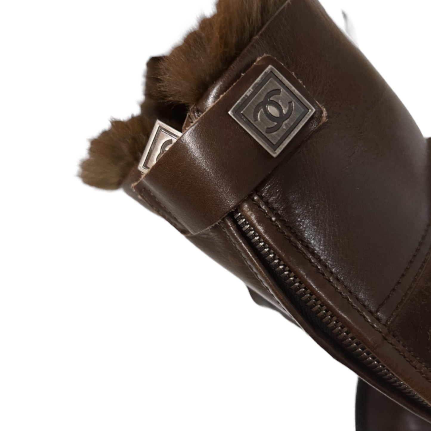 Vintage Chanel CC logo  leather boots