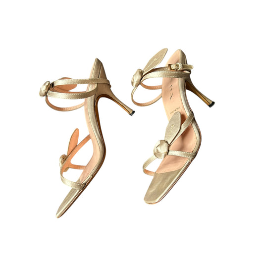 Vintage Prada satin pearl floral sandals / 36