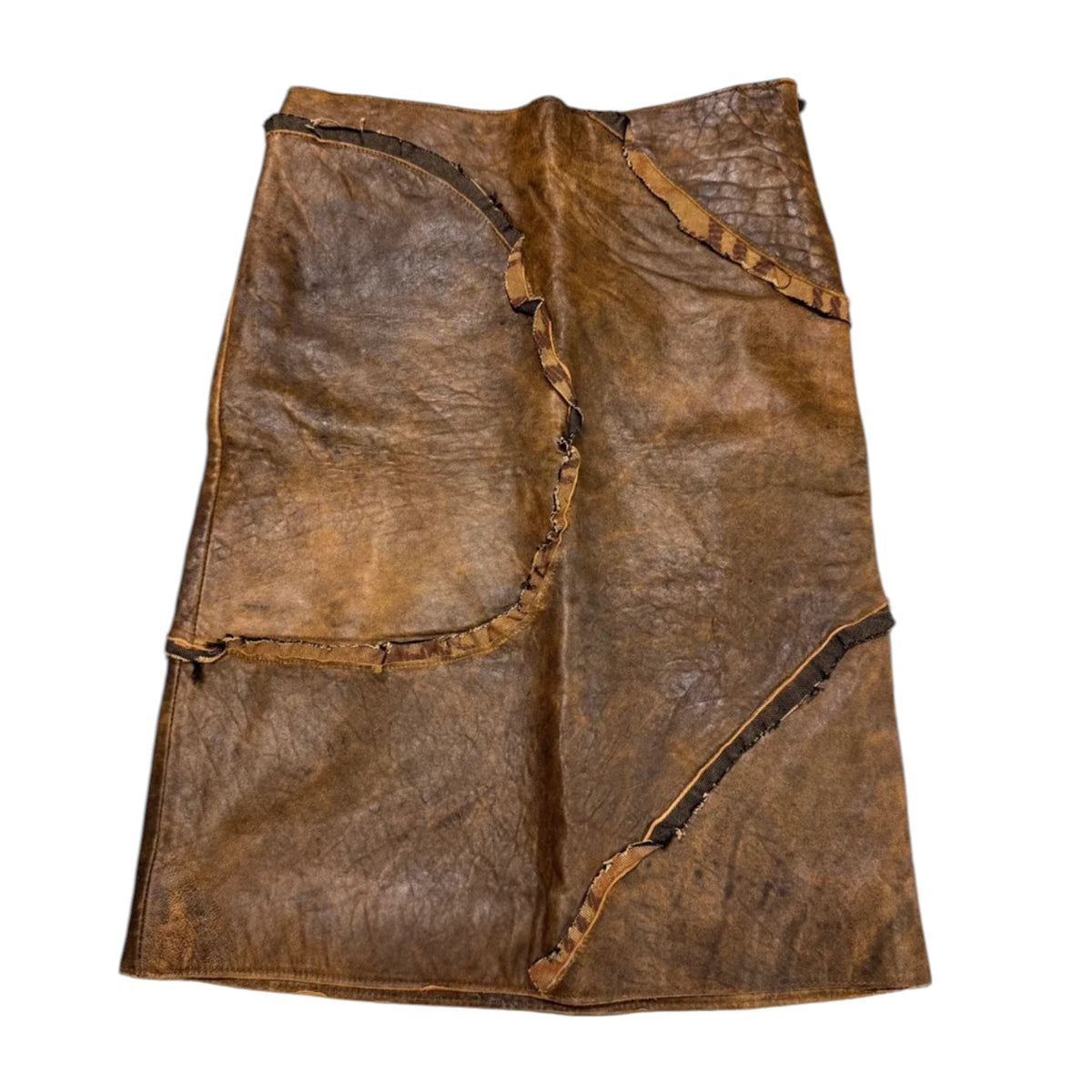 Vintage Cavalli AW05 asymmetrical brown leather skirt